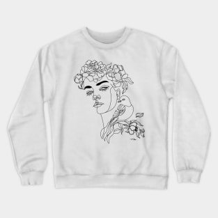 Woman Face with flowers Crewneck Sweatshirt